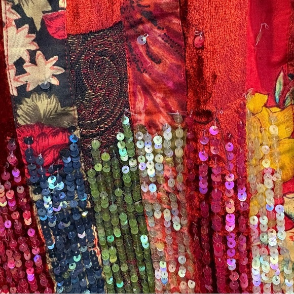 Coldwater Creek Boho Velvet Patchwork Sequin Jacket Size Small Petite - Picture 8 of 11